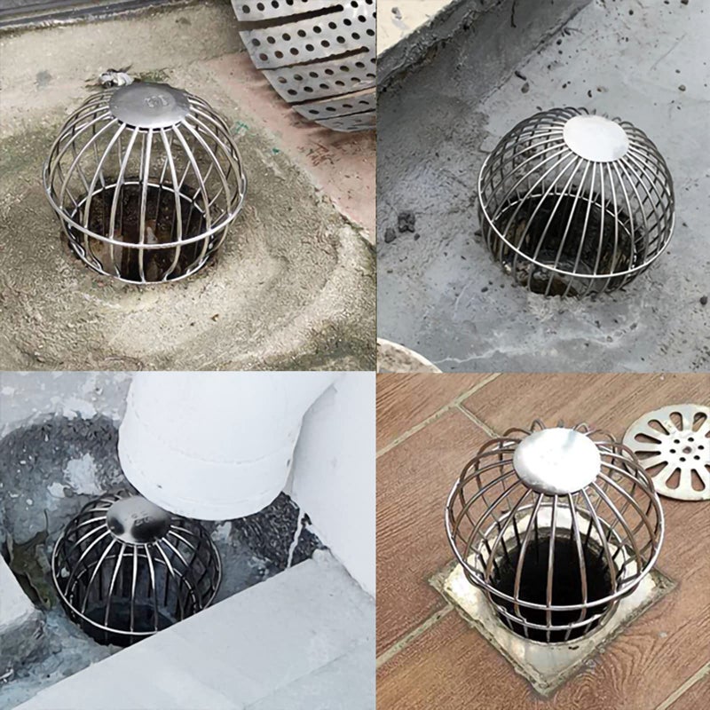 Baitaihem 304 Stainless Steel Drain Outdoor Roof Anti-Blocking Line Cap Drain Cover Gutter Protector Cleaner Gutter Cleaning Tool 4 inch - Image 5